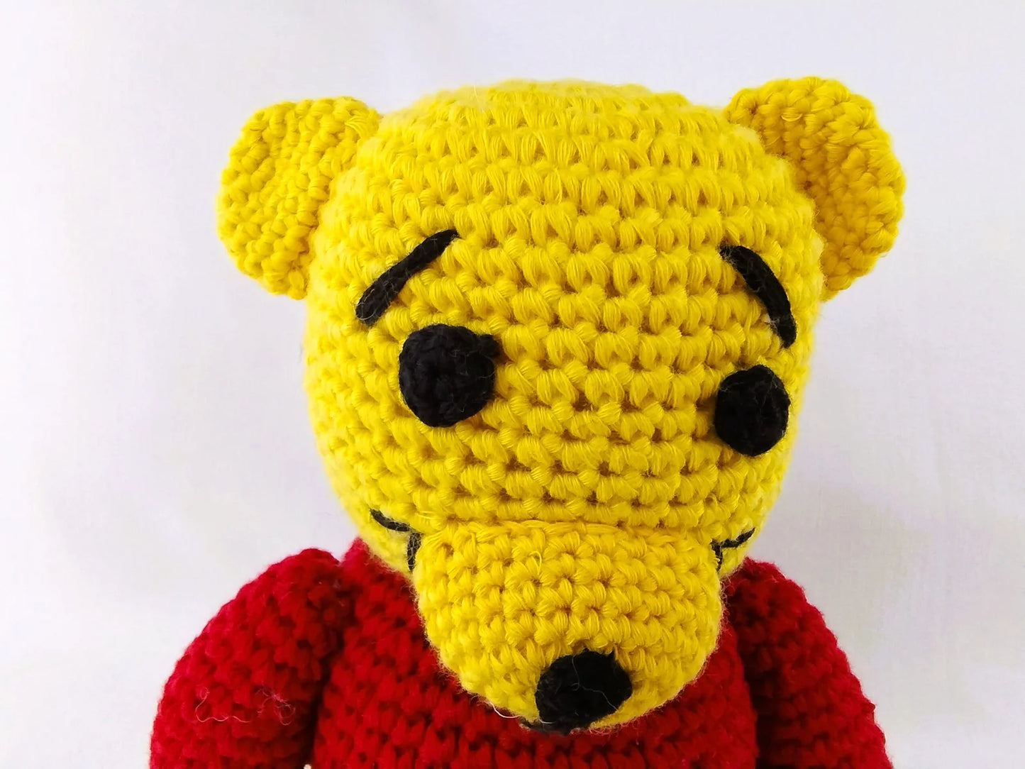 Yellow and Red Amigurumi Teddy Bear (28cm) - Handmade Plush