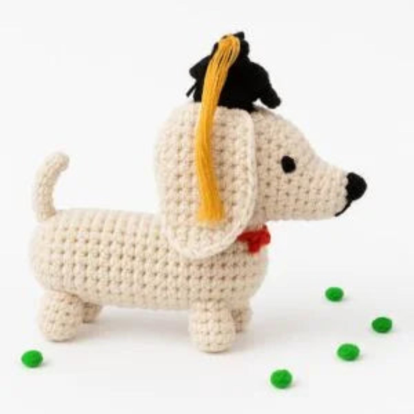 Handmade crochet amigurumi dachshund graduate plush toy artisan gift graduation