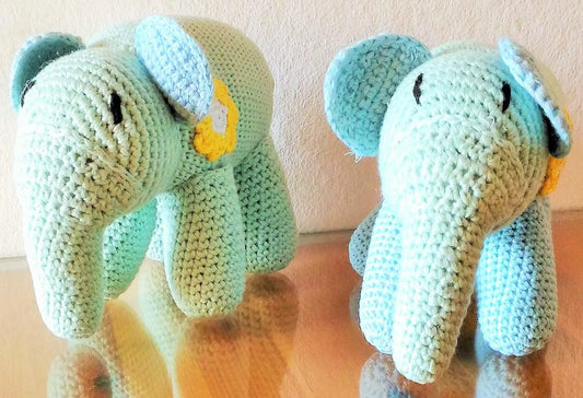 Handmade crochet elephant pair in marble - Premium amigurumi plush toys