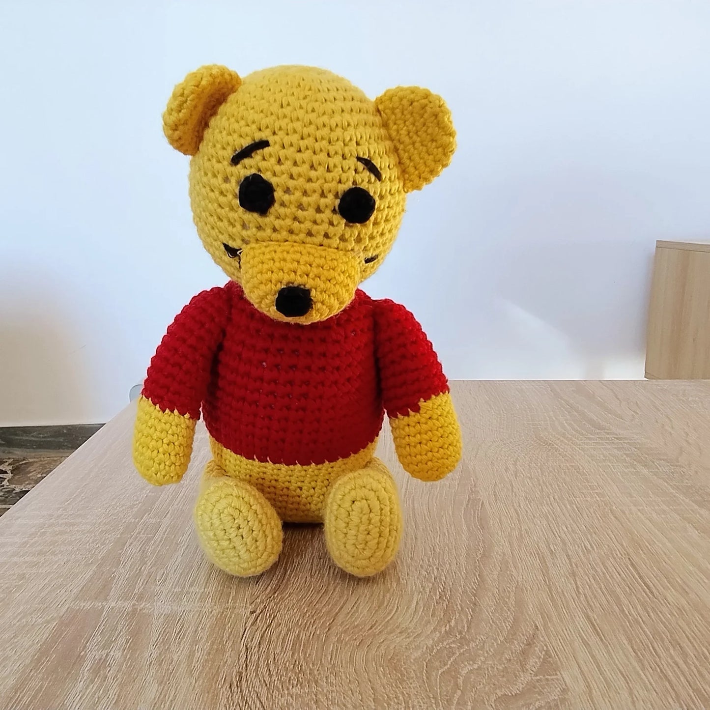 Yellow and Red Amigurumi Teddy Bear (28cm) - Handmade Plush