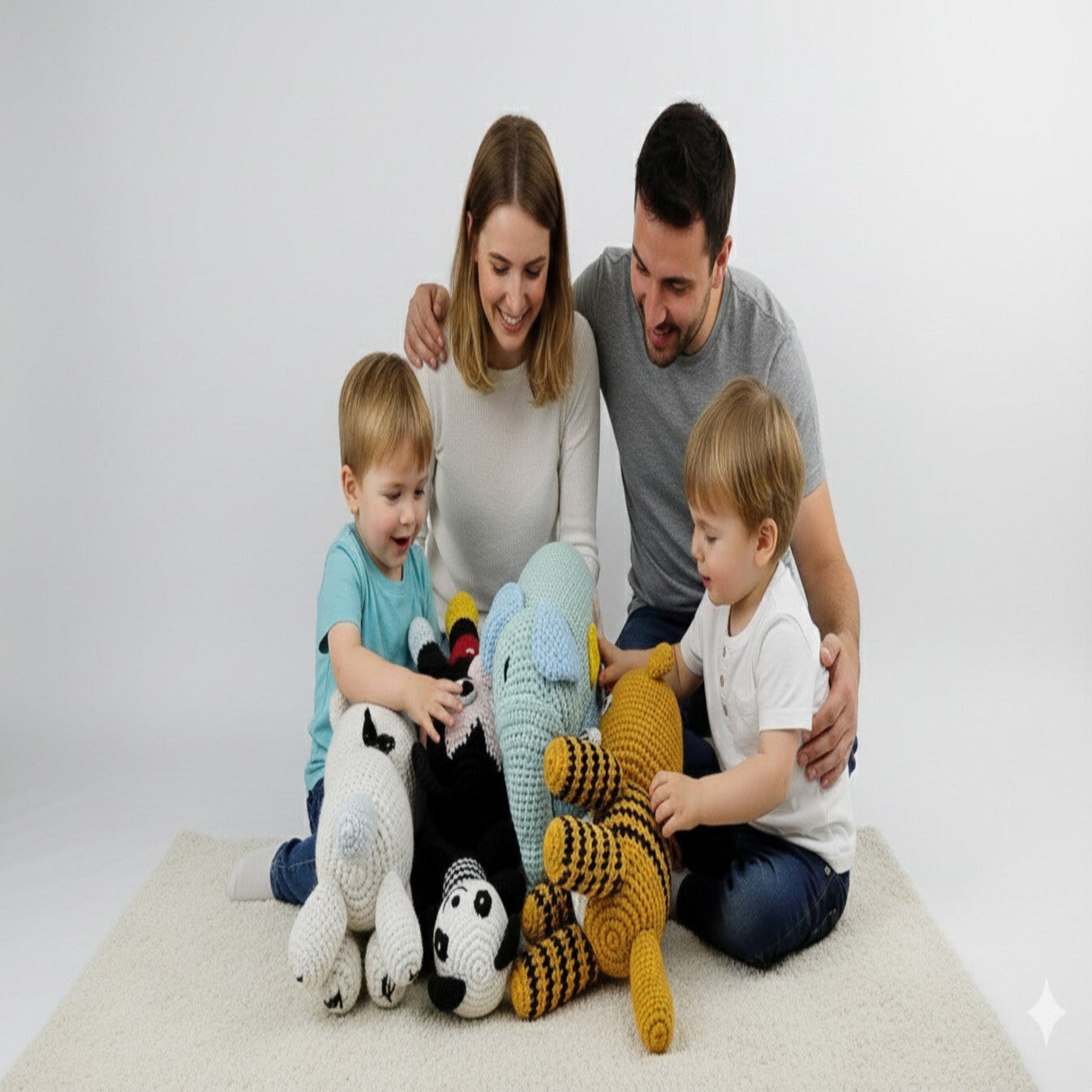 crochet elephant plush home decor happy family