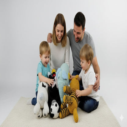 crochet elephant plush home decor happy family