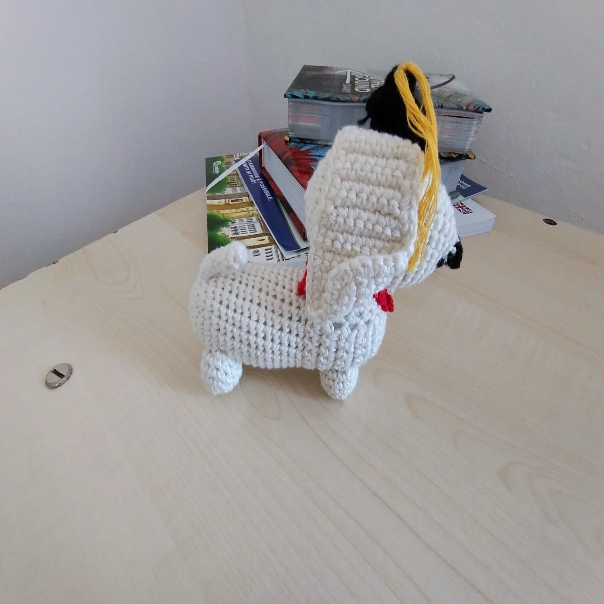 andmade crochet graduation puppy amigurumi library setting artisan gift graduate