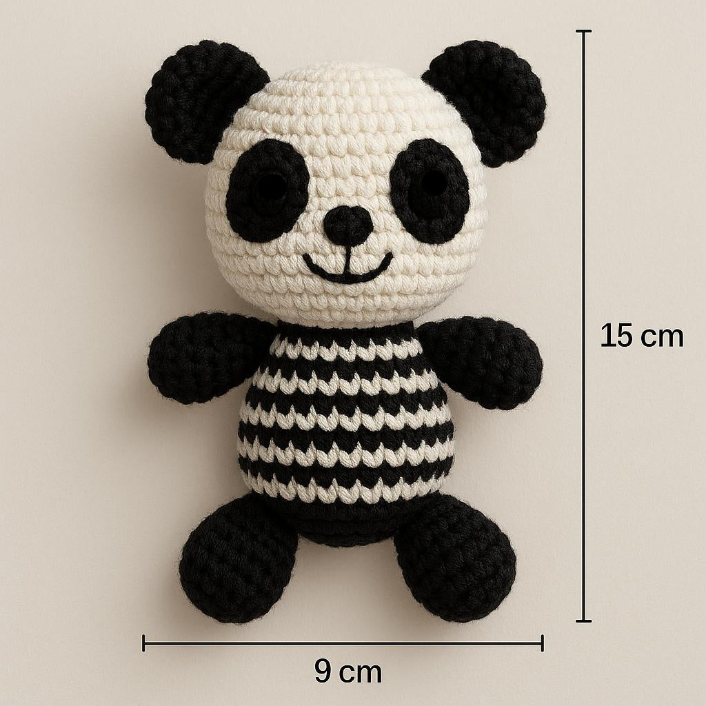 Handmade crochet panda amigurumi toy 15cm soft plush with detailed stitching
