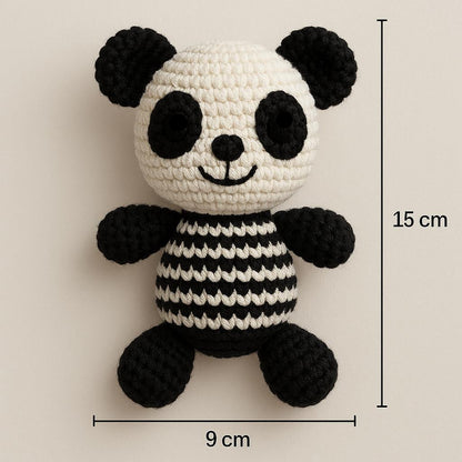 Handmade crochet panda amigurumi toy 15cm soft plush with detailed stitching
