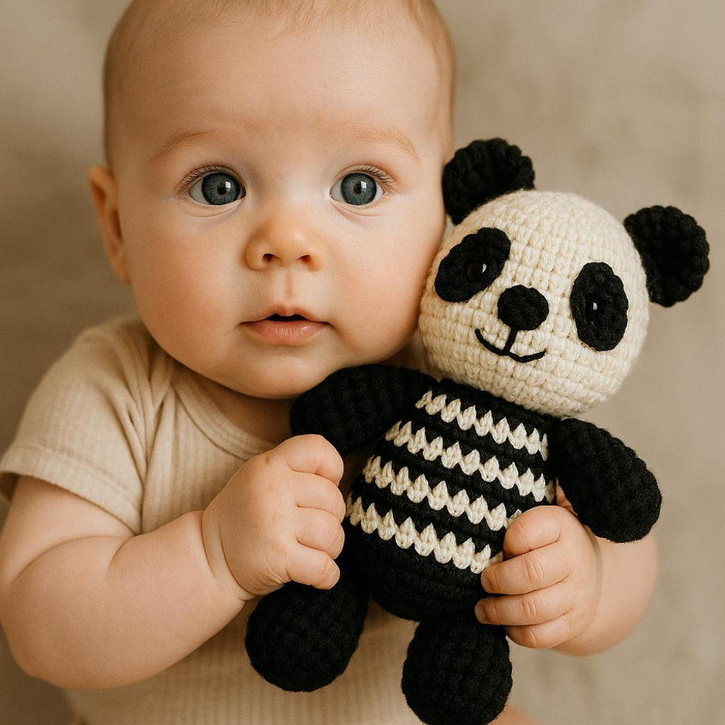 Handmade crochet panda amigurumi soft toy perfect baby gift