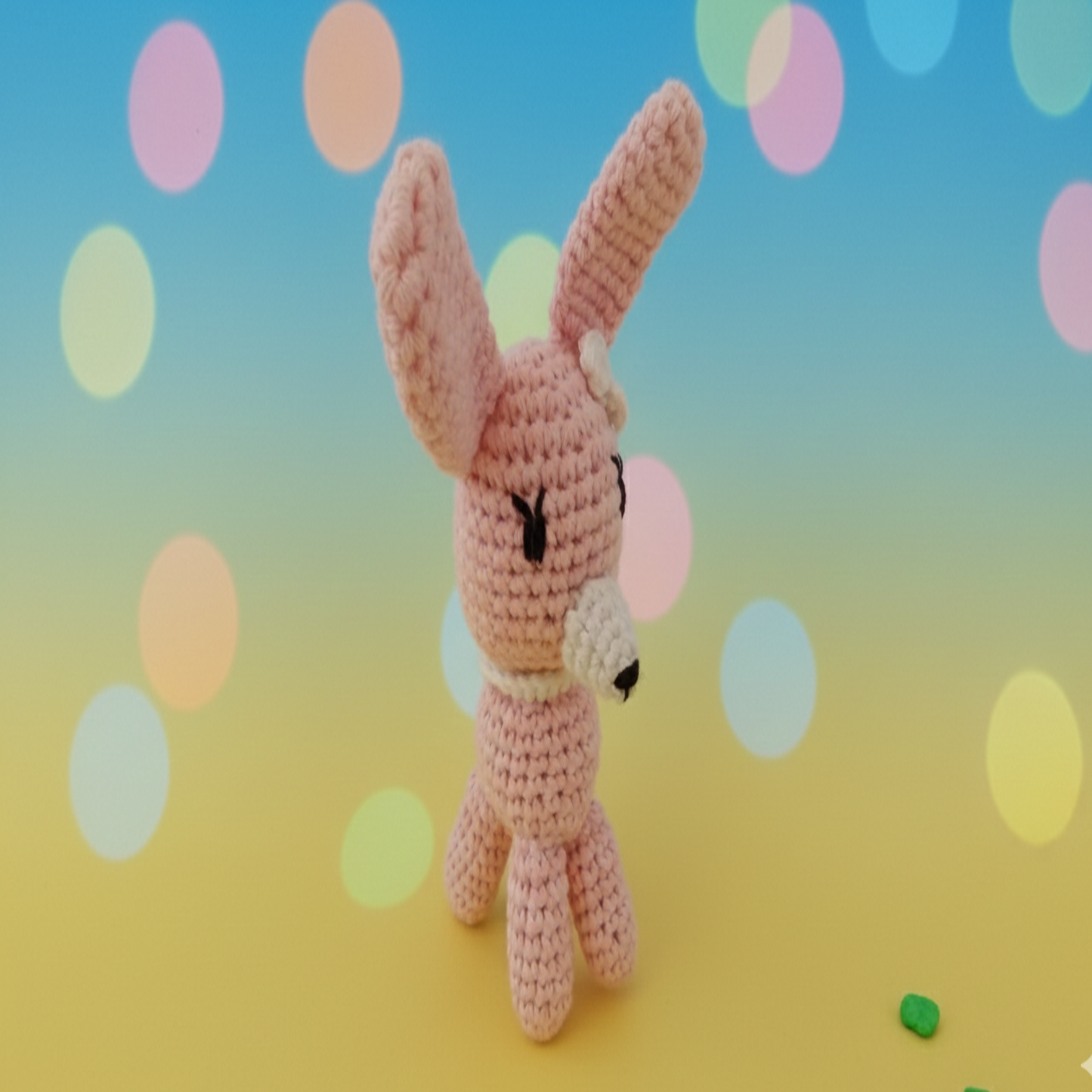 Artisan pink rabbit amigurumi handmade crochet plush Italian craftsmanship