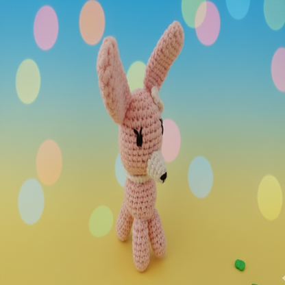 Artisan pink rabbit amigurumi handmade crochet plush Italian craftsmanship